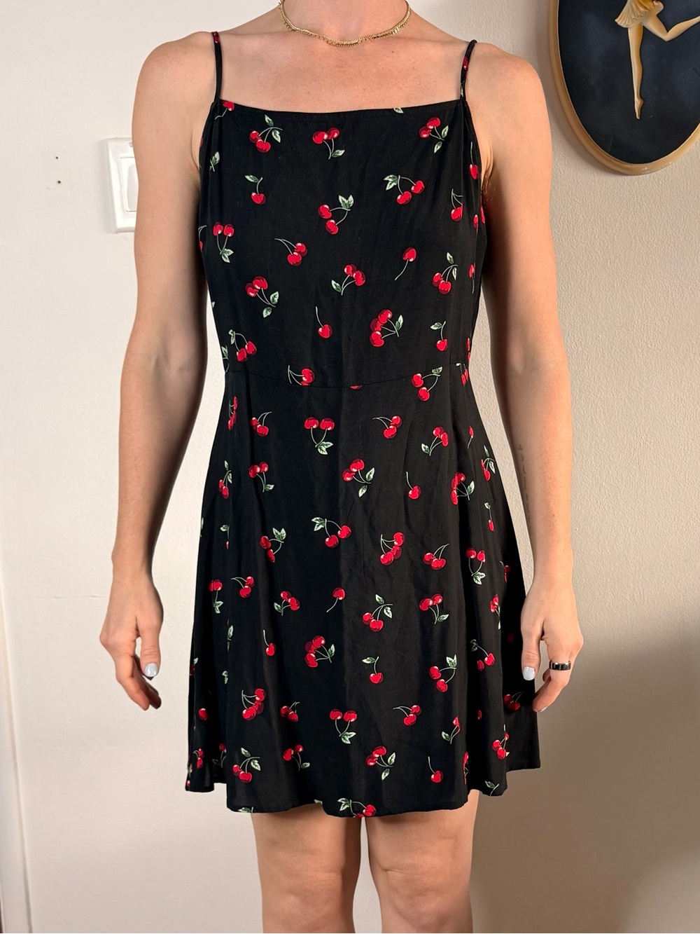 Black Cherry Slip Dress with Spaghetti Straps - Picture 2 of 4
